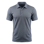 Men's Textured Stretch Polo Shirt Breathable Smart Casual Top