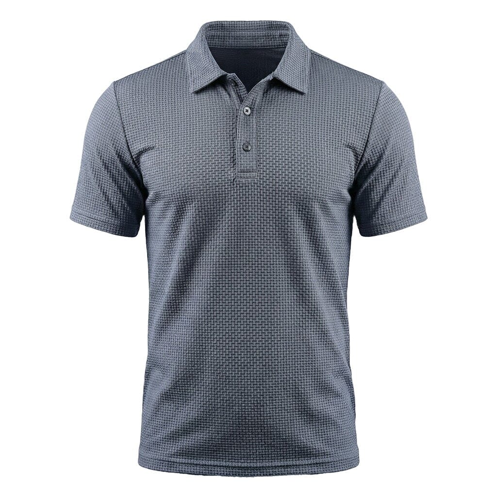 Men's Textured Stretch Polo Shirt Breathable Smart Casual Top