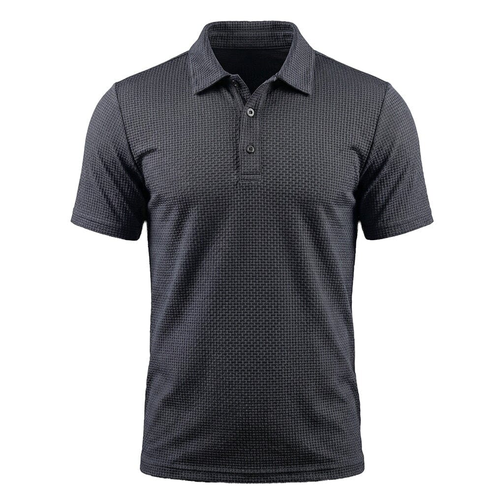 Men's Textured Stretch Polo Shirt Breathable Smart Casual Top