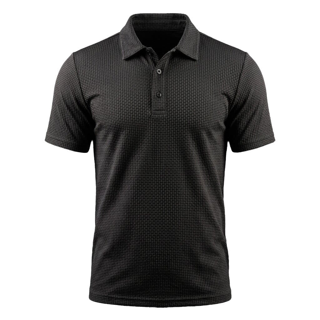 Men's Textured Stretch Polo Shirt Breathable Smart Casual Top