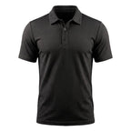 Men's Textured Stretch Polo Shirt Breathable Smart Casual Top