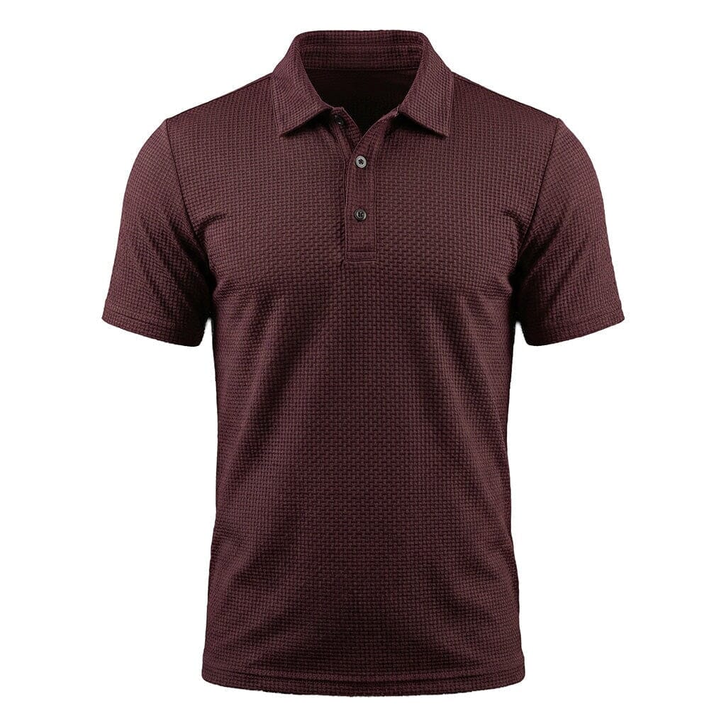 Men's Textured Stretch Polo Shirt Breathable Smart Casual Top