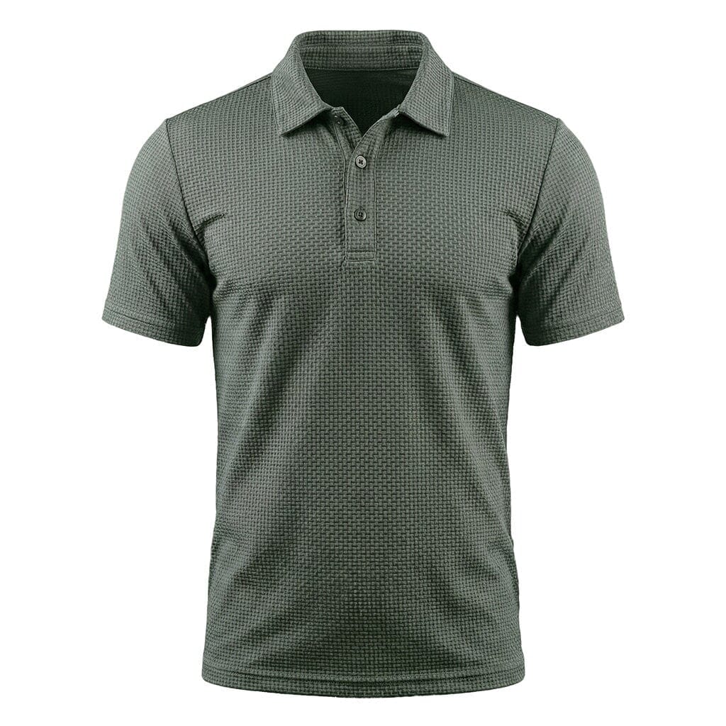 Men's Textured Stretch Polo Shirt Breathable Smart Casual Top