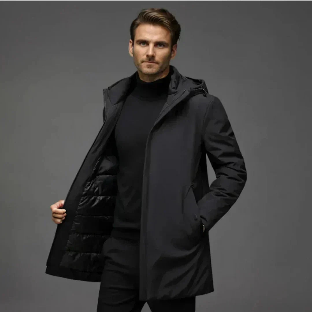 Men's Insulated Hooded Parka Long Winter Coat for Cold