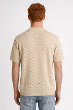 Men's Printed Polo Button Front Knit Shirt