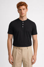 Men's Henley T Shirt Button Placket Everyday Top