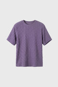 Men's Crinkle Texture T Shirt Relaxed Crew Neck Top