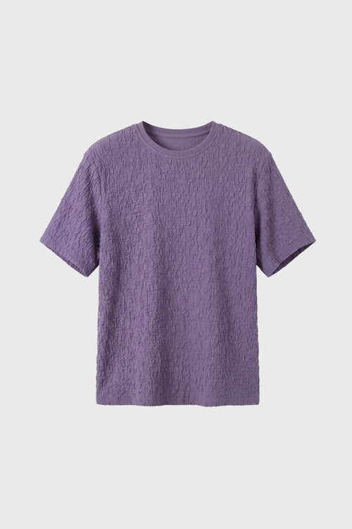 Men's Crinkle Texture T Shirt Relaxed Crew Neck Top