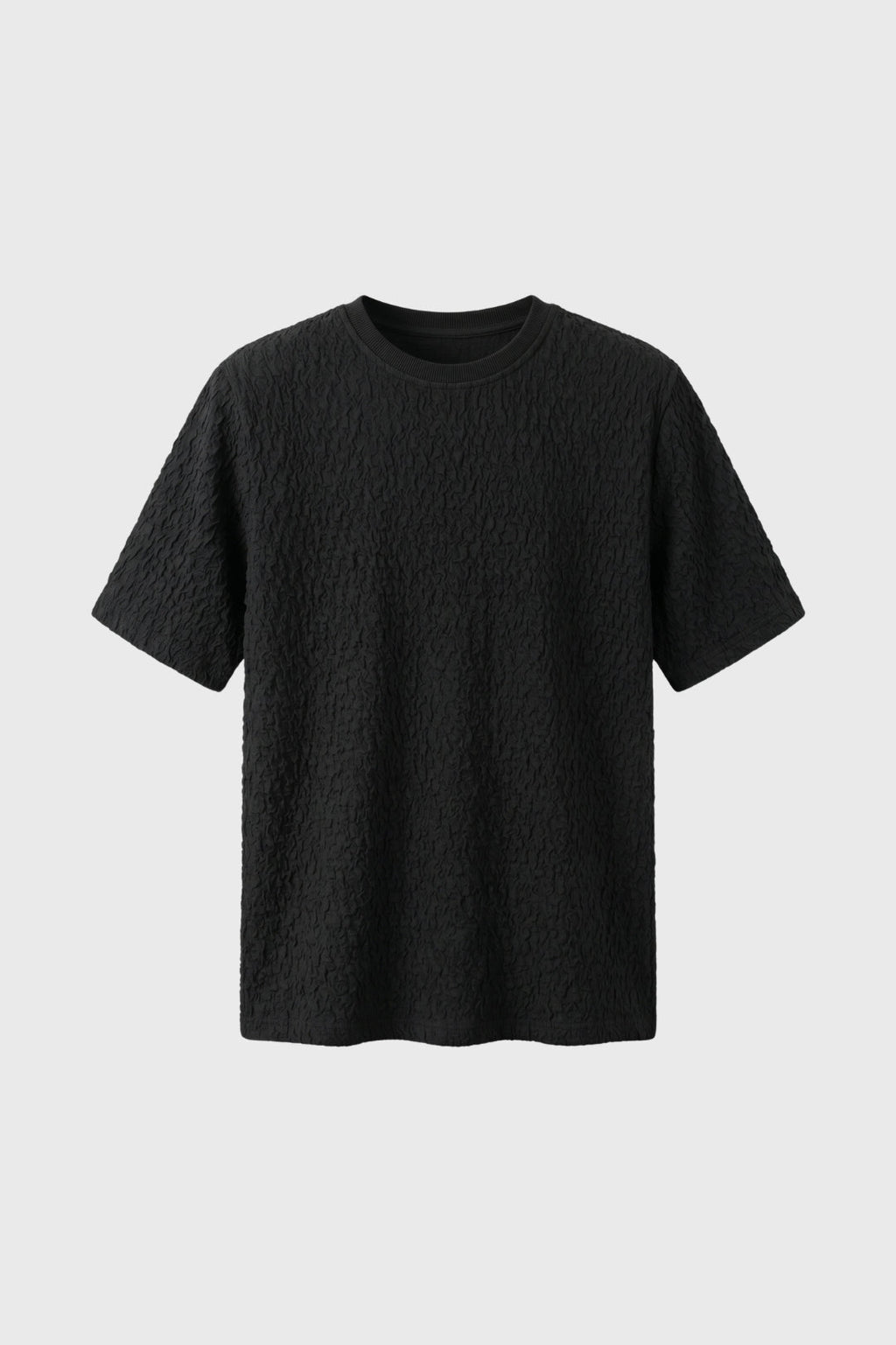 Men's Crinkle Texture T Shirt Relaxed Crew Neck Top