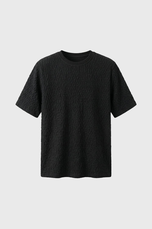 Men's Crinkle Texture T Shirt Relaxed Crew Neck Top