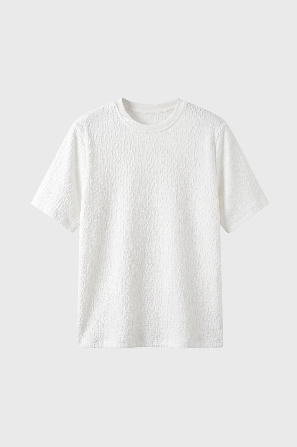 Men's Crinkle Texture T Shirt Relaxed Crew Neck Top