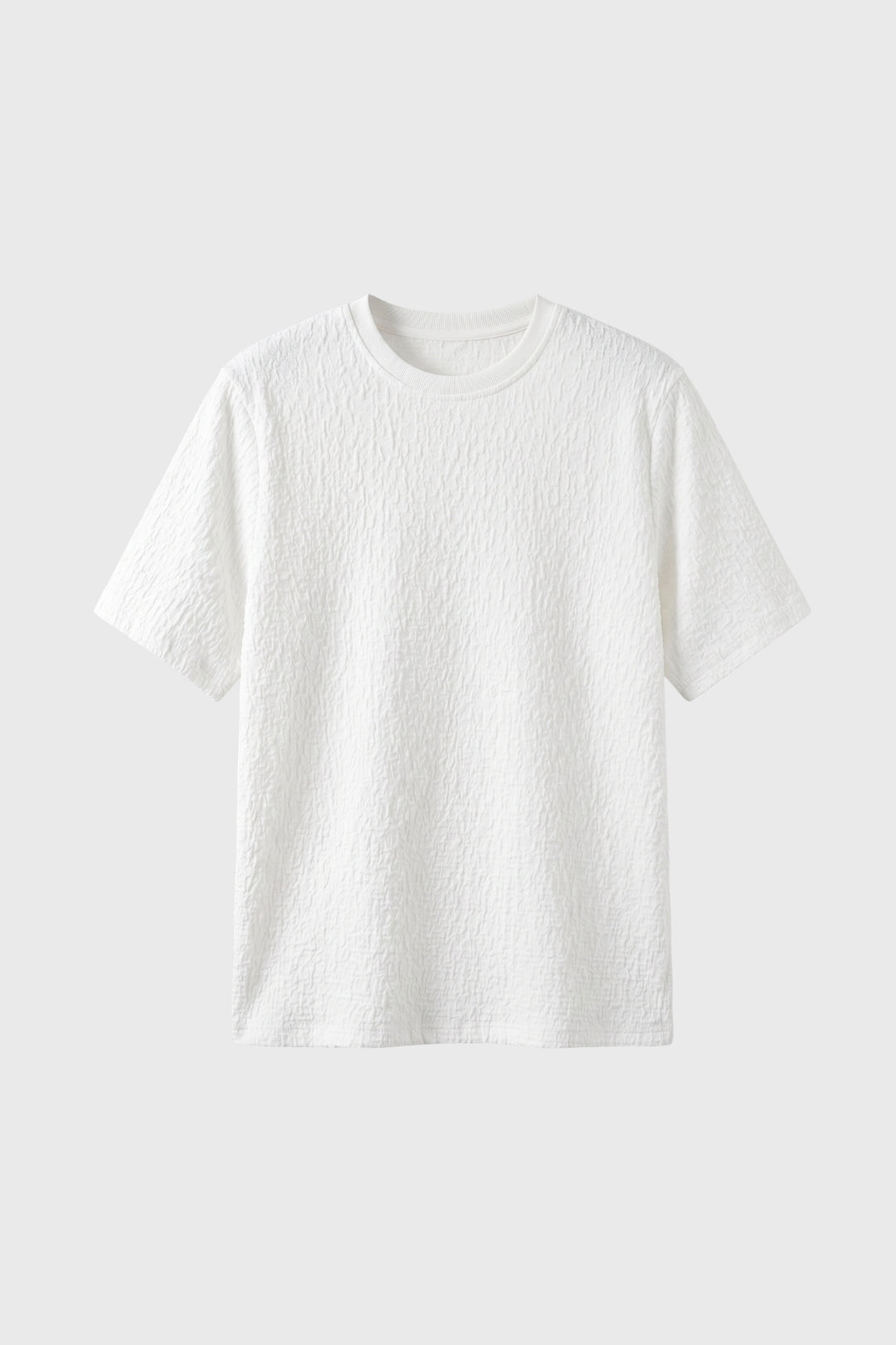 Men's Crinkle Texture T Shirt Relaxed Crew Neck Top