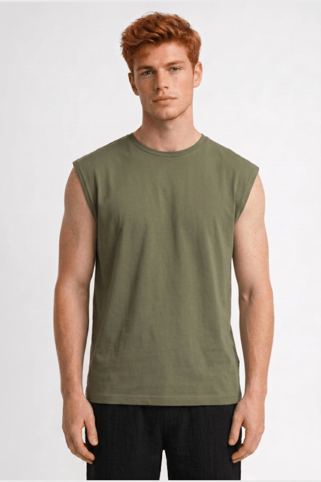 Men's Sleeveless T Shirt Boxy Crew Neck Casual Top