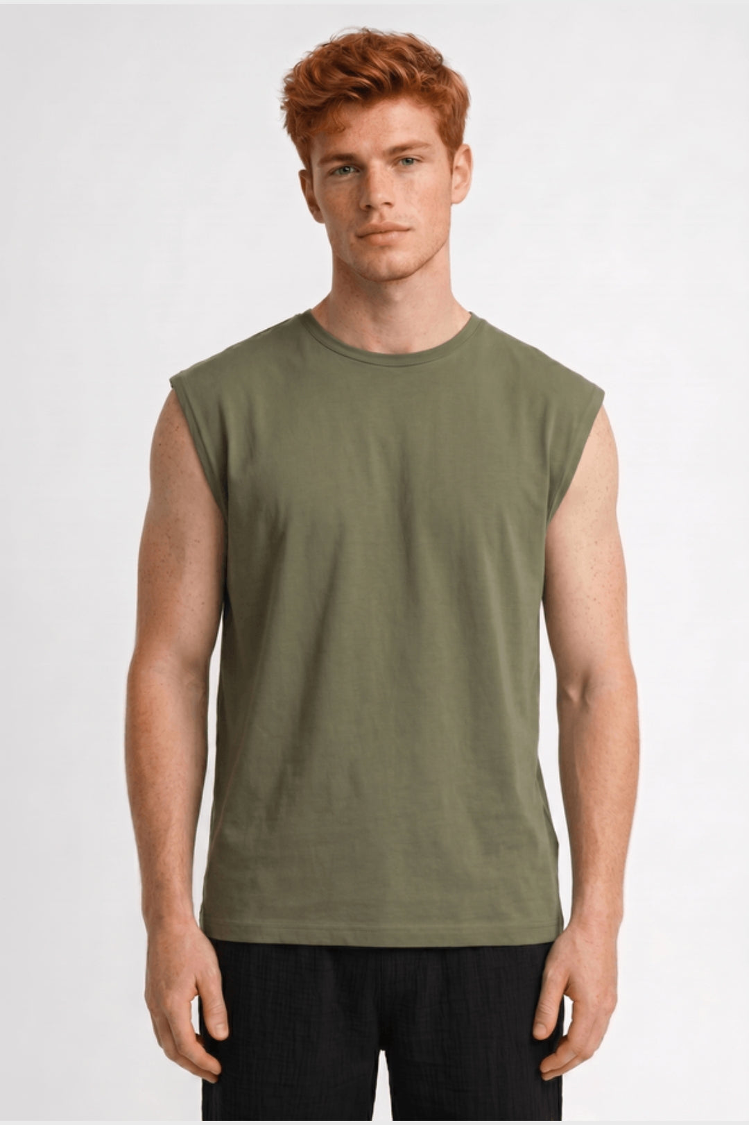 Men's Sleeveless T Shirt Boxy Crew Neck Casual Top