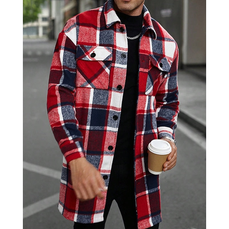 Women's Plaid Button-Up Shacket with Utility Pockets