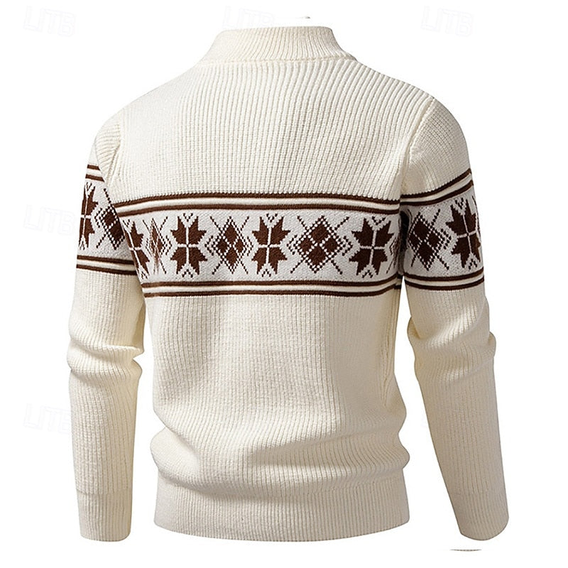 Women's Regular Fit Zip-Front Cardigan in Fair Isle Rib