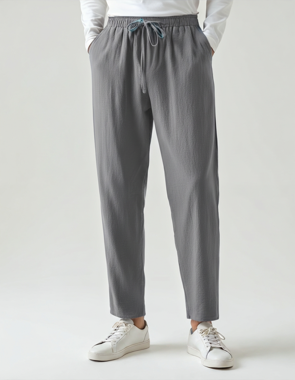 Men's Relaxed Linen Drawstring Trousers Everyday Comfort Pants