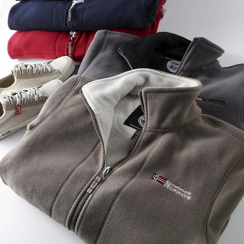 Men's Fleece Winter Jacket Full Zip High Collar Layer