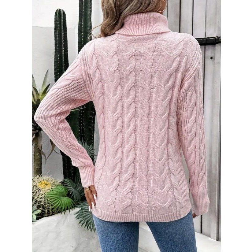 Women's Cropped Cable Turtleneck for High-Waist Outfits
