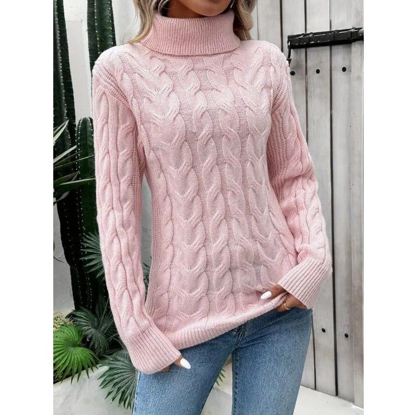 Women's Cropped Cable Turtleneck for High-Waist Outfits