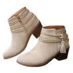 Women's Tassel Ankle Boots with Block Heel