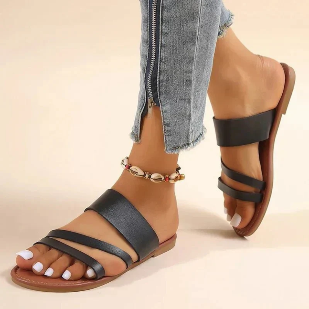 Women's Flat Multi-Strap Sandals – Easy Summer Slip-On