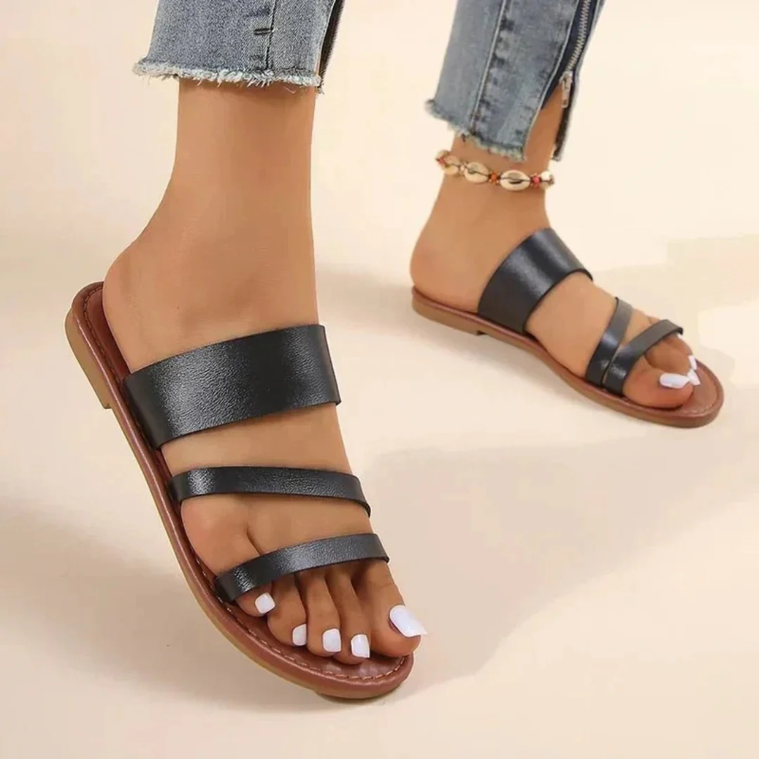 Women's Flat Multi-Strap Sandals – Easy Summer Slip-On