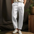 Men's Relaxed Linen Trousers Lightweight Summer Pants for Holidays