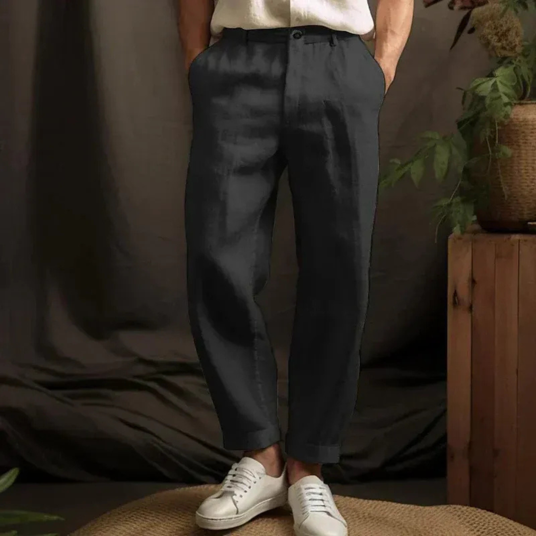 Men's Relaxed Linen Trousers Lightweight Summer Pants for Holidays