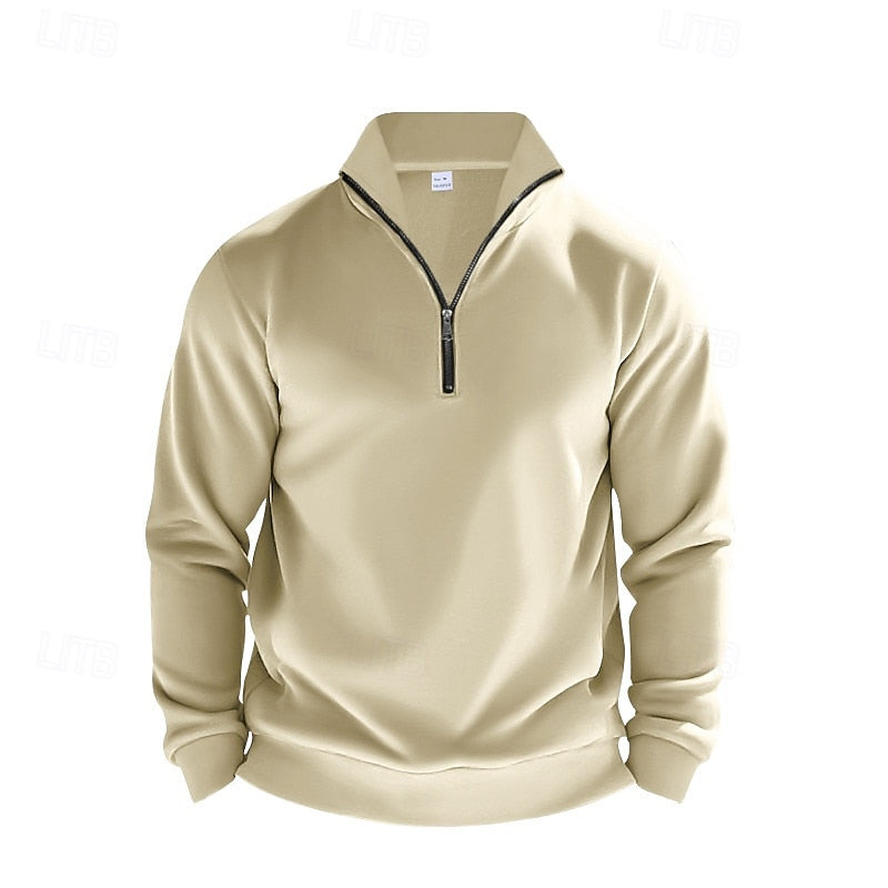 Women's Plain Relaxed Zip Neck Everyday Pullover