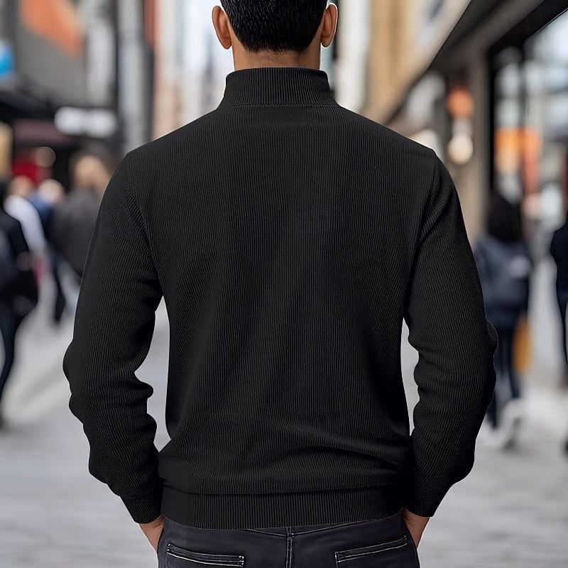 Men's Fine-Rib Overshirt Jacket with Two Flap Chest Pockets
