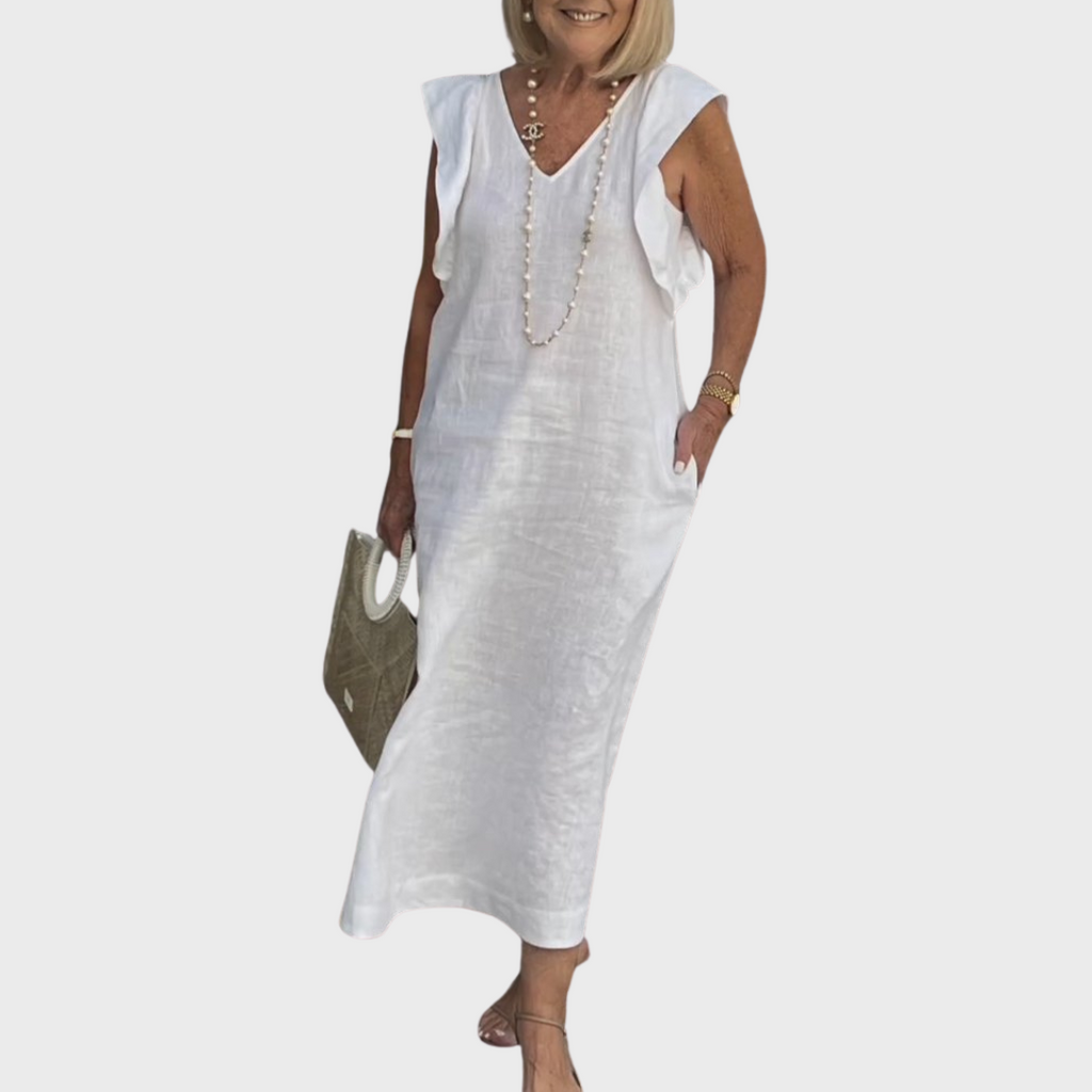 Women's V-Neck Sleeveless Pocket Maxi Dress