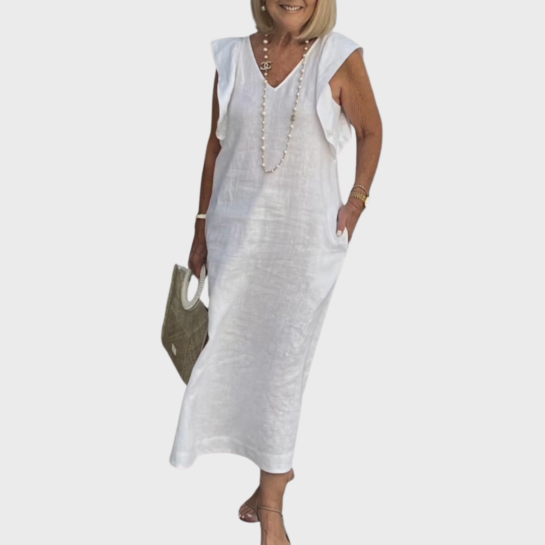 Women's V-Neck Sleeveless Pocket Maxi Dress