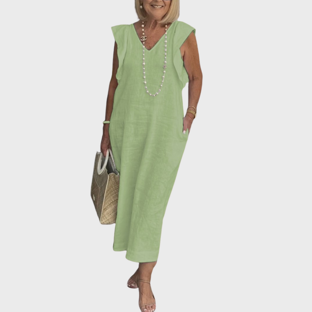 Women's V-Neck Sleeveless Pocket Maxi Dress