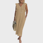 Women's V-Neck Sleeveless Pocket Maxi Dress