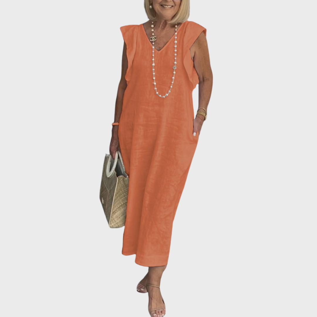 Women's V-Neck Sleeveless Pocket Maxi Dress