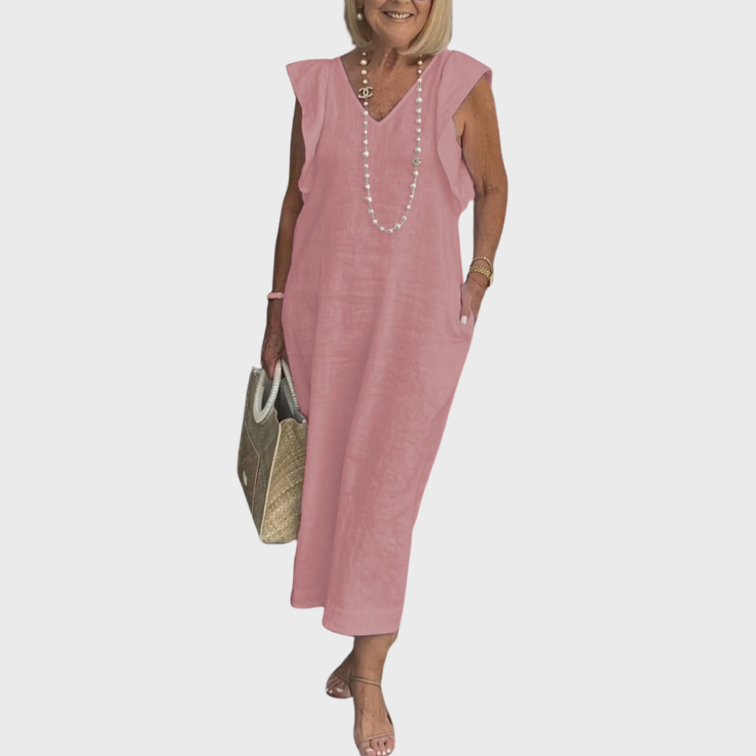 Women's V-Neck Sleeveless Pocket Maxi Dress