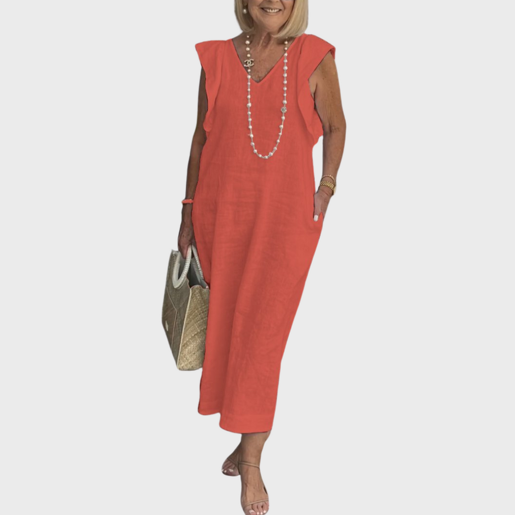 Women's V-Neck Sleeveless Pocket Maxi Dress