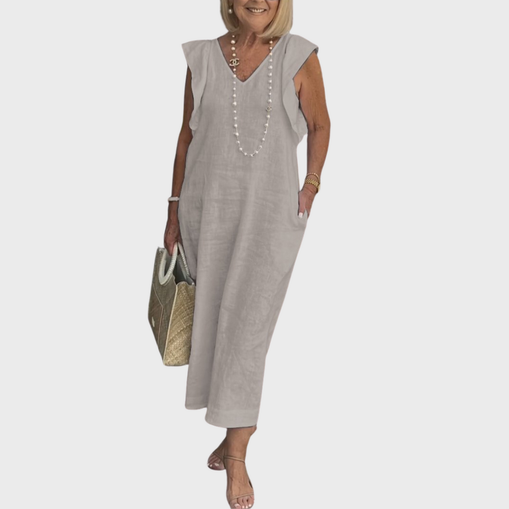 Women's V-Neck Sleeveless Pocket Maxi Dress