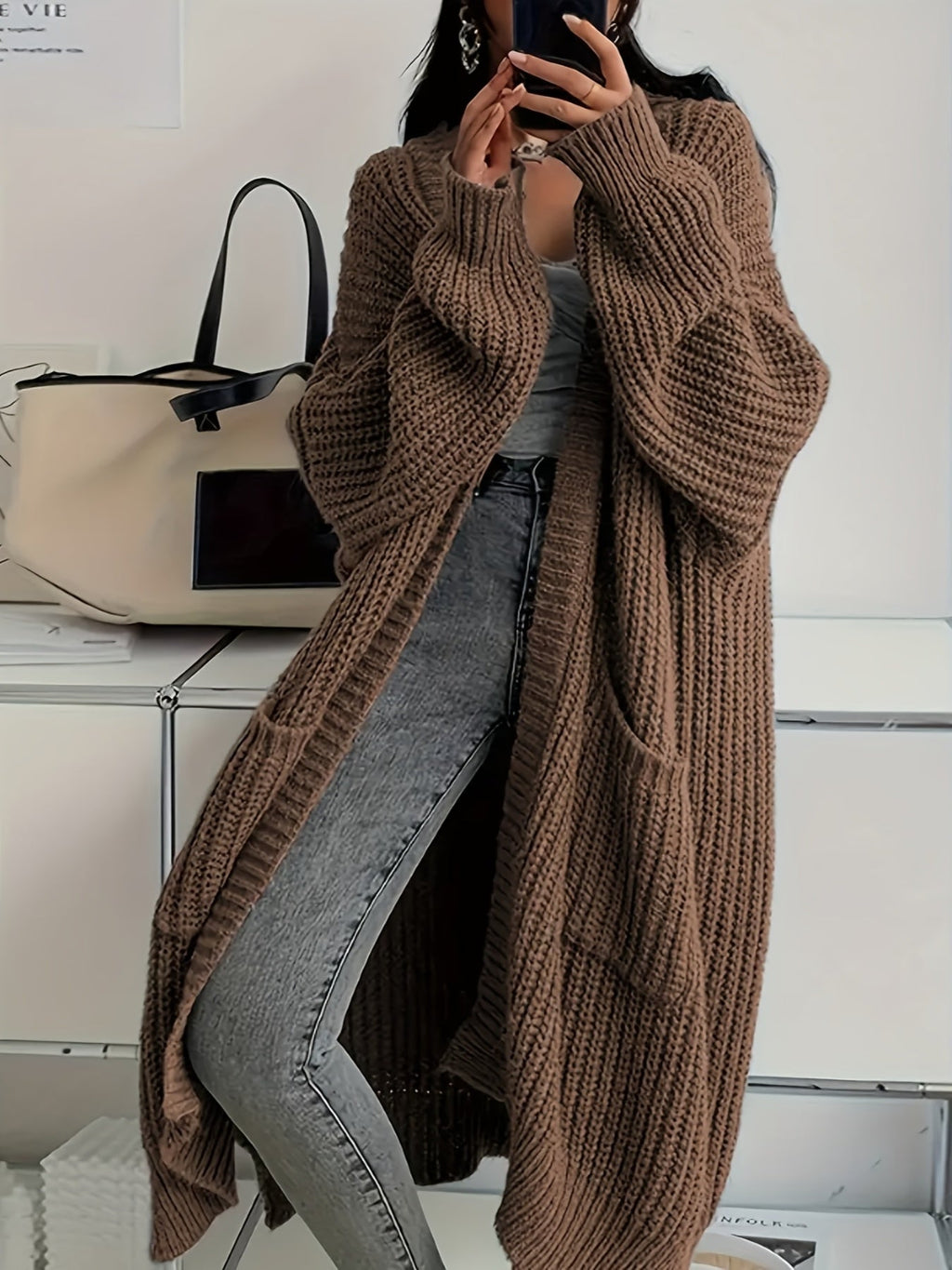 Women's Oversized Long Knit Cardigan
