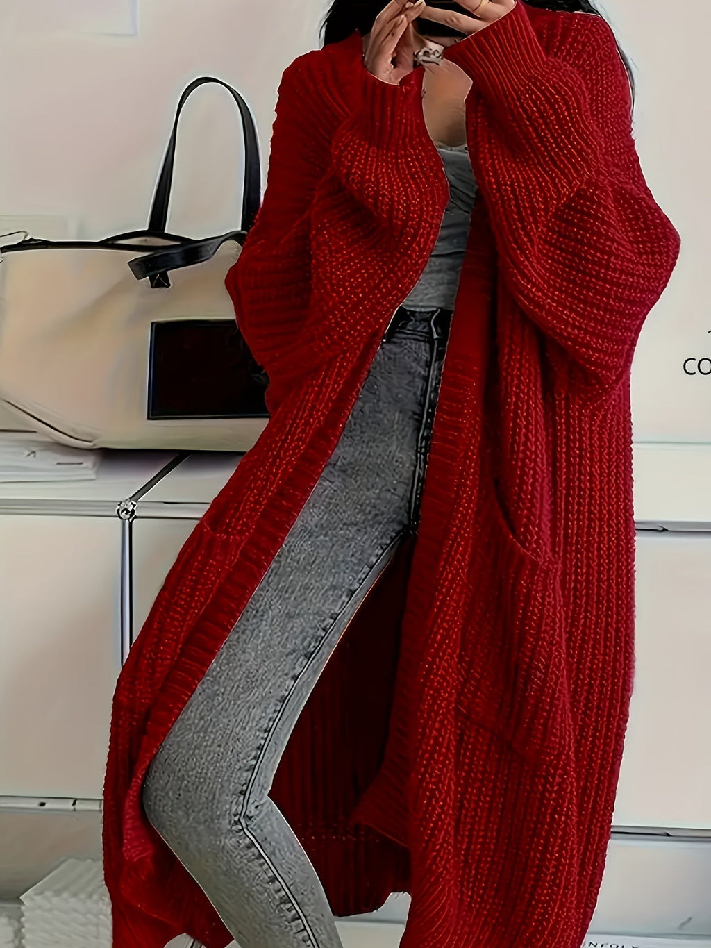 Women's Oversized Long Knit Cardigan