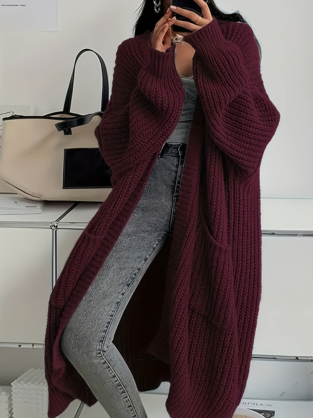 Women's Oversized Long Knit Cardigan