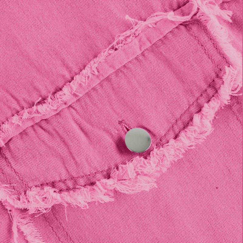 Women's Frayed Hem Oversized Denim Shacket