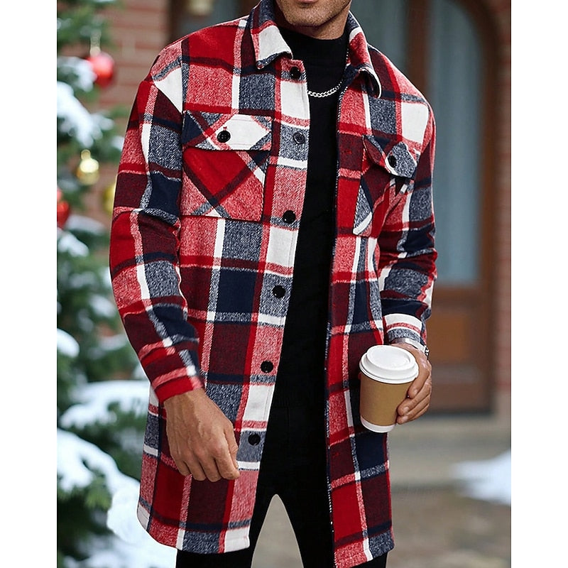 Women's Plaid Button-Up Shacket with Utility Pockets
