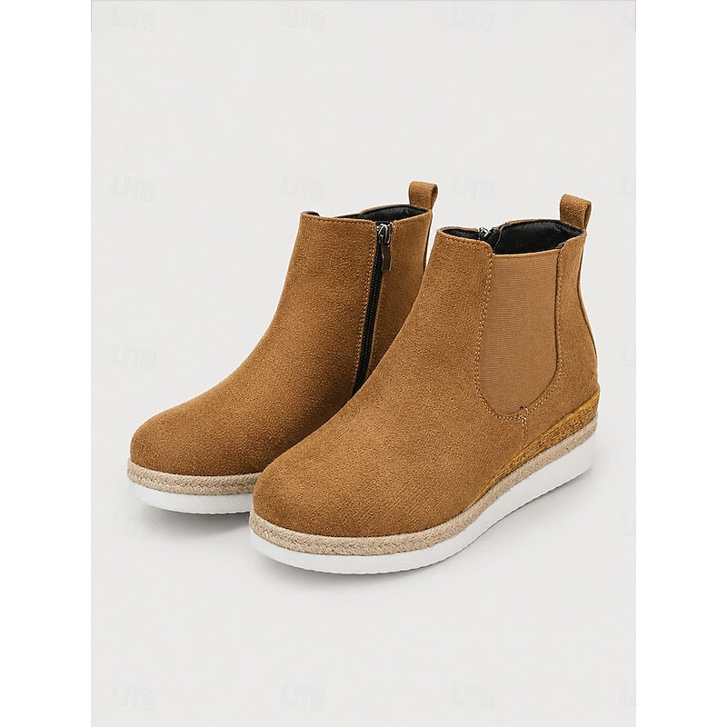 Women's Easy-Zip Low Wedge Booties with Stretch Sides