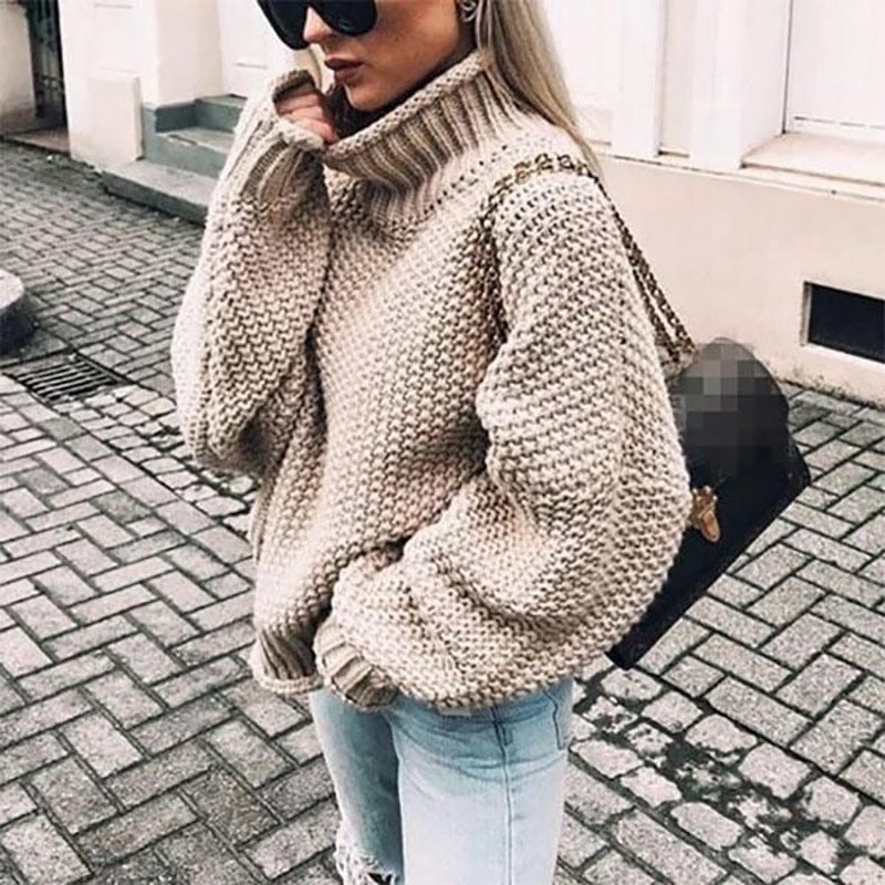 Women's Oversized Chunky Knit Turtleneck Sweater