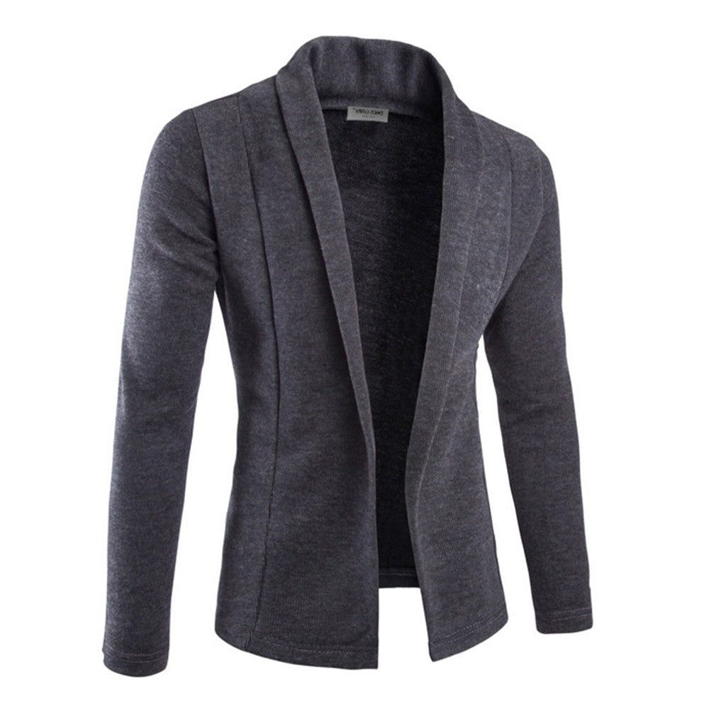 Men's Soft Shawl Neck Cardigan for Layering - Dark Gray