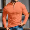 Men's Zip Collar Long Sleeve Tailored Polo - Orange