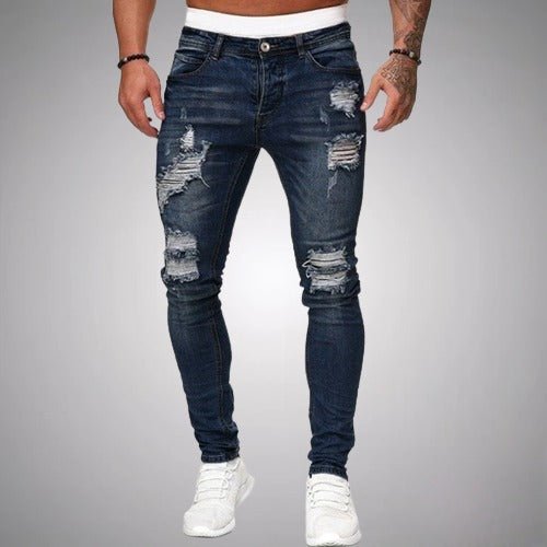 Men's Everyday Cotton Blend Stretch Distressed Jeans - Navy