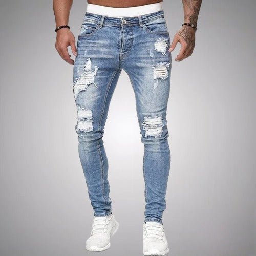 Men's Everyday Cotton Blend Stretch Distressed Jeans - Sky Blue